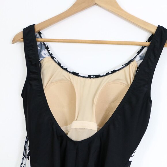 *Shore Shapes Black and White Tropical Floral Print One Piece Bathing Suit - Picture 7 of 9